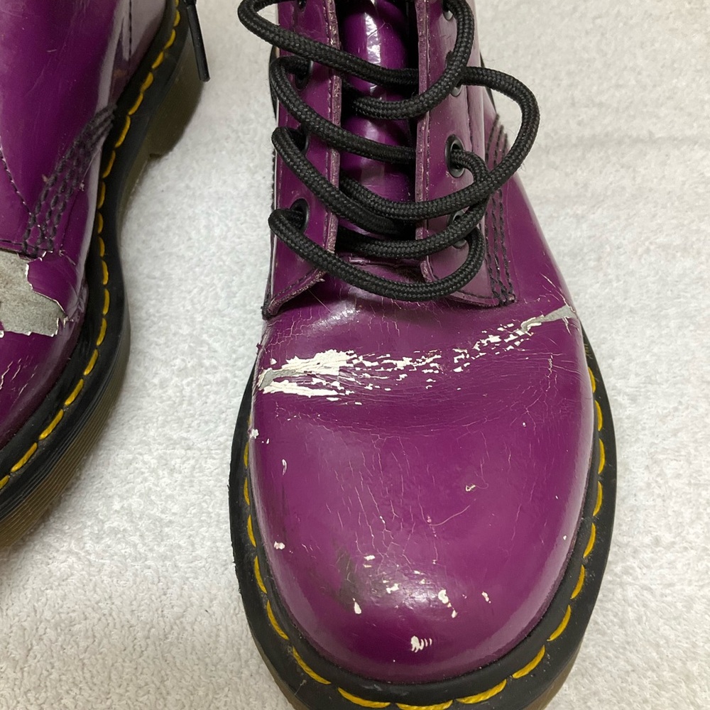 Dr. Martens Shiny Purple Combat Boots - Picture 2 of 13